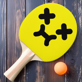 Dazed Pouty Face Yellow Ping Pong Paddle Tischtennis Schläger