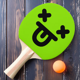 Dazed Tongue Out Face Green Ping Pong Paddle Tischtennis Schläger