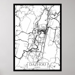 Dazhou China Stadtplan Poster