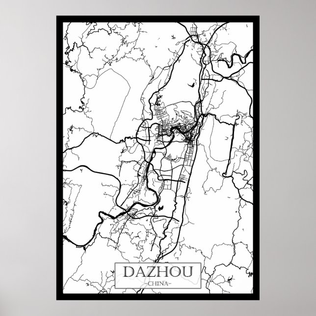 Dazhou China Stadtplan Poster (Vorne)