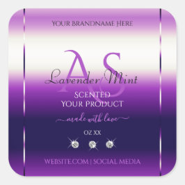 Dazzeln von Lila Produktmarken Diamonds Monogram Quadratischer Aufkleber