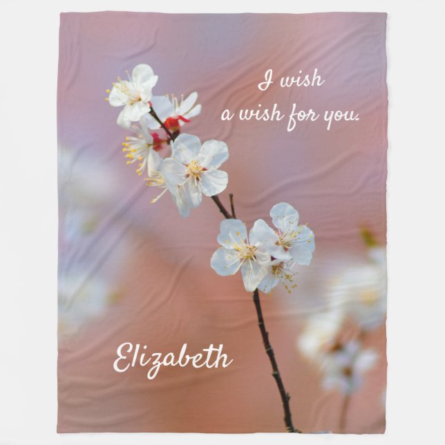 Dazzend japanische Aprikosenblüten Fleecedecke (Vorderseite)