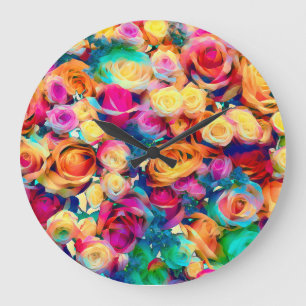 Dazzende Rose Große Wanduhr