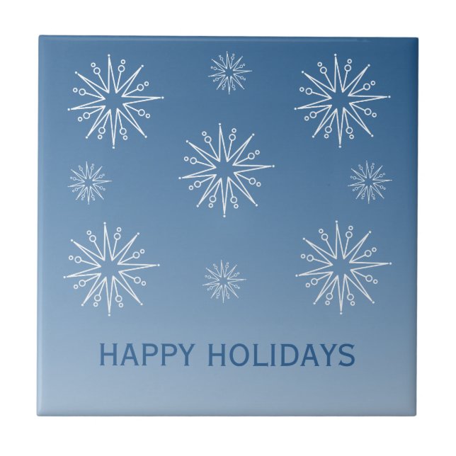 Dazzende Weihnachtsstars Tile, Blau Fliese (Vorderseite)