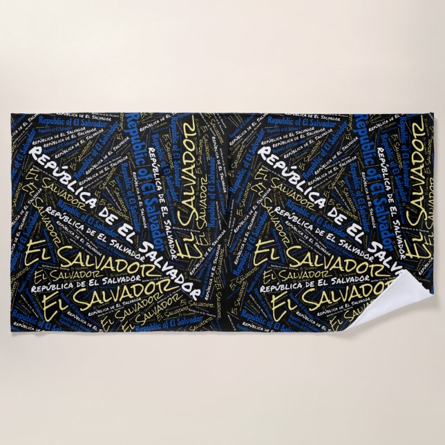 Dazzing El Salvador Flaggenfarben Patriotisch Strandtuch (Vorderseite)