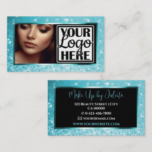 Dazzing Ice Blue Sparkle Glitzer mit Foto-Logo Visitenkarte