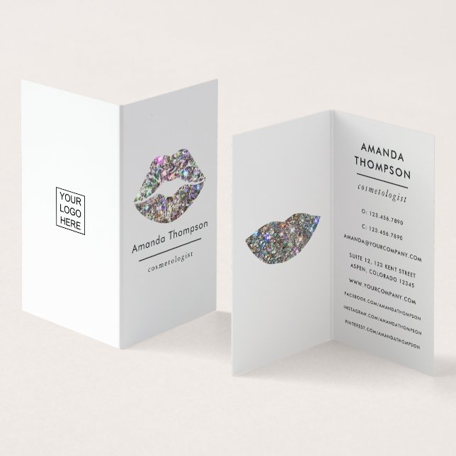 Dazzing Imitate Glitzer Lips Makeup Artist Busines Visitenkarten (Innenseite und Außenseite)