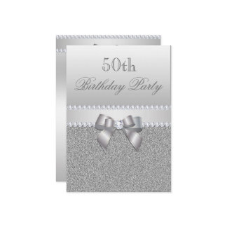 Dazzing Silver Birthday Party Einladung