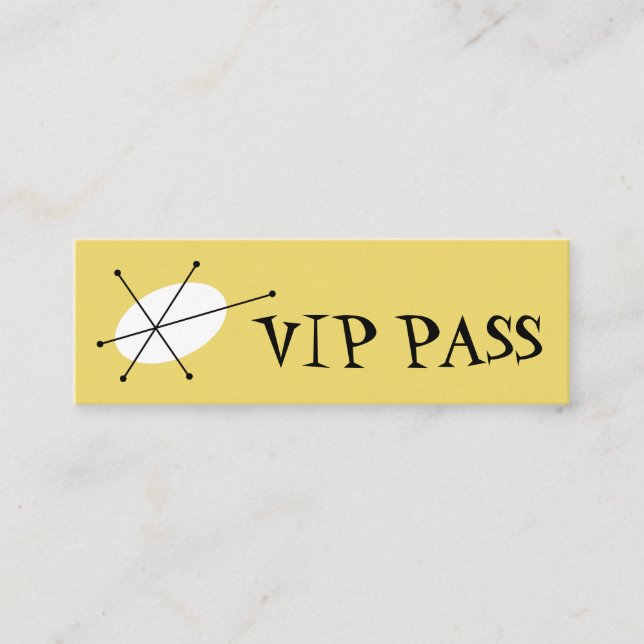 Dazzle Yellow 'VIP PASS' Visitenkartenmagazin Mini Visitenkarte (Vorderseite)