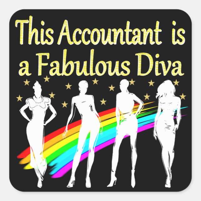 DAZZLING ACCOUNTANT DIVA DESIGN QUADRATISCHER AUFKLEBER (Vorderseite)