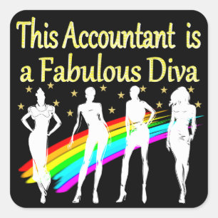 DAZZLING ACCOUNTANT DIVA DESIGN QUADRATISCHER AUFKLEBER