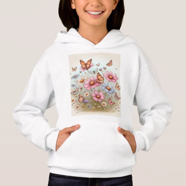 Dazzling Beauty: Schmetterlinge auf Blume Hoodie (Vorderseite)