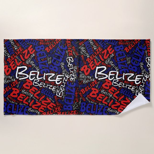 Dazzling Belize Flag Farben Patriotisch Strandtuch (Vorderseite)
