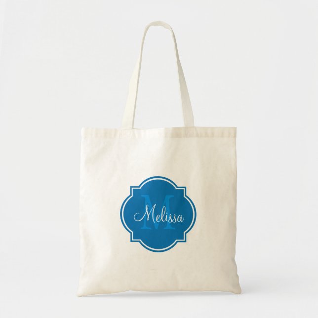 Dazzling Blue Custom Personalisiert Monogram Tasch Tragetasche (Vorne)