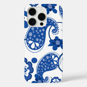Dazzling Blue   White Chic Paisley Pattern iPhone 16 Pro Hülle