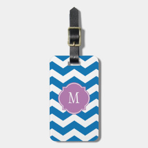 Dazzling Blue & White Zickzack Monogram Gepäckanhä Gepäckanhänger