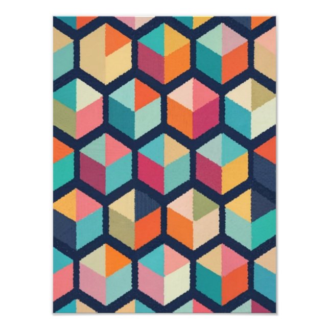 Dazzling Cubes: Ein Kaleidoskop aus Farbe und Form Fotodruck (Vorne)