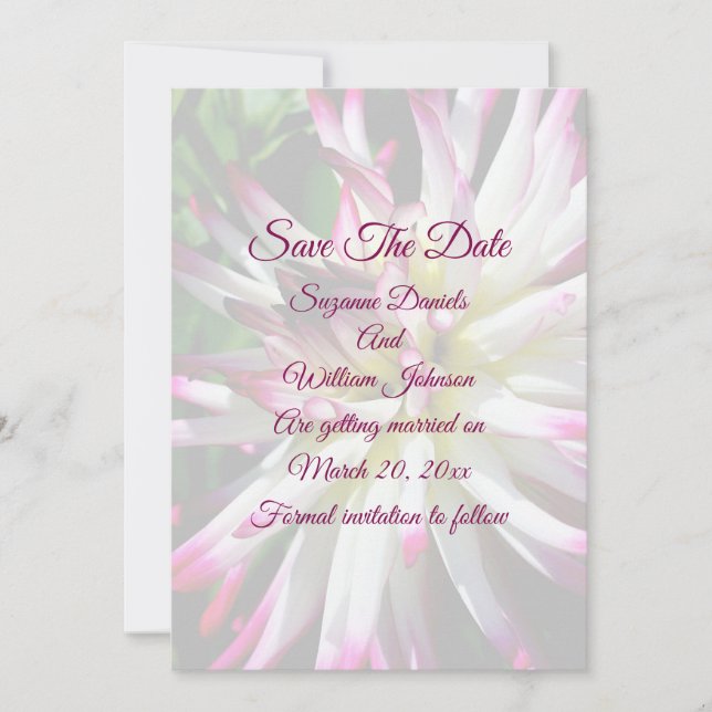 Dazzling Dahlia Blume Wedding Save The Date (Vorderseite)