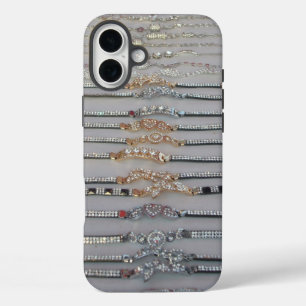 Dazzling dekorierte Diamant Kettenkunstschmuck iPhone 16 Plus Hülle