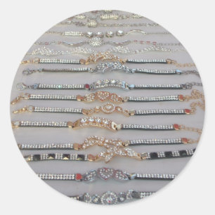 Dazzling dekorierte Diamant Kettenkunstschmuck Runder Aufkleber