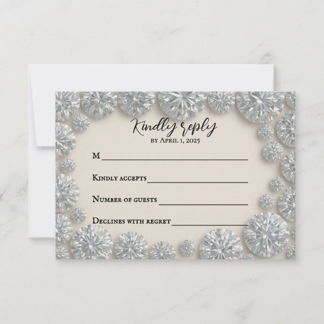 Dazzling Diamond Wedding RSVP Card (Vorderseite)