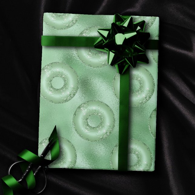 Dazzling Donuts | Neo Mint Green Funkelnd Pattern Geschenkpapier (Von Creator hochgeladen)