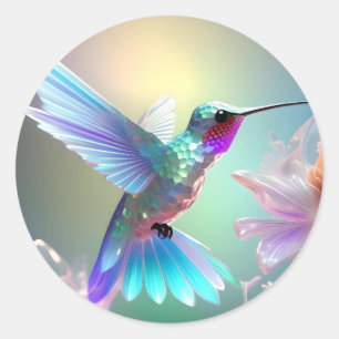 Dazzling Fusion: Regenbogenglas Hummingbird, Runder Aufkleber