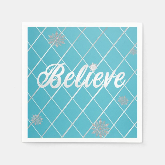 Dazzling glaubt hellblau und silber geprüft serviette (Vorderseite)