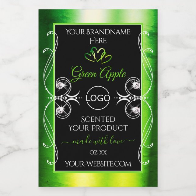 Dazzling Green Black Product Labels Jewels Logo Lebensmitteletikett (Einzelnes Label)