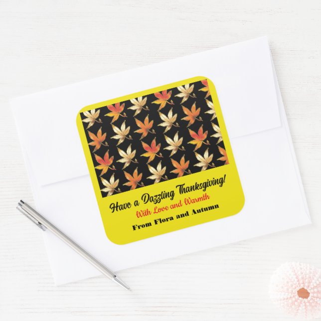Dazzling Herbstknackung Whimsical Quadratischer Aufkleber (Umschlag)