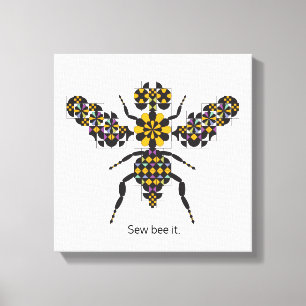 Dazzling Honey Bee Quilt Pattern Canvas Print Leinwanddruck