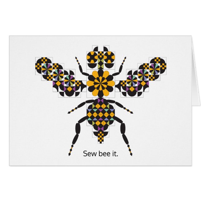 Dazzling Honey Bee Quilt Pattern Note Card (Vorderseite (Horizontal))
