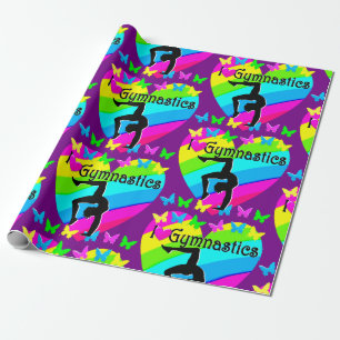DAZZLING LILA I LIEBE GYMNASTICS DESIGN GESCHENKPAPIER