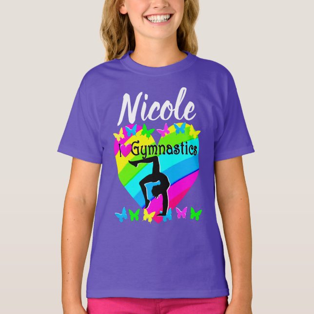 DAZZLING LILA I LIEBE GYMNASTICS DESIGN T-Shirt (Vorderseite)