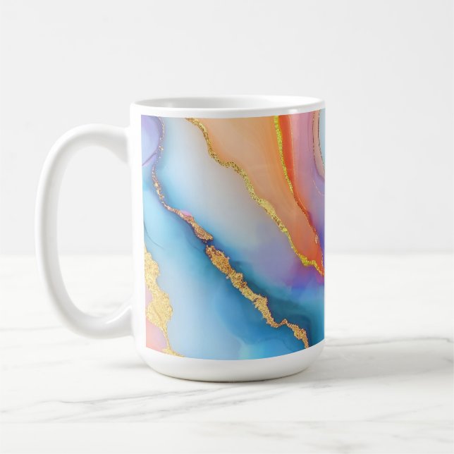 Dazzling Marble in Blues, Pinks, and Oranges Kaffeetasse (Links)