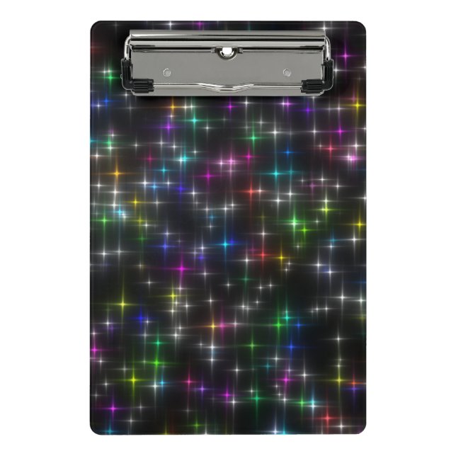 Dazzling Multicolor Stars Mini Klemmbrett (Vorderseite)
