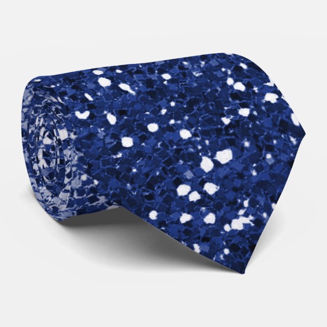Dazzling Navy Blue Glitzer Ombre Neck Tie für Männ Krawatte (Gerollt)