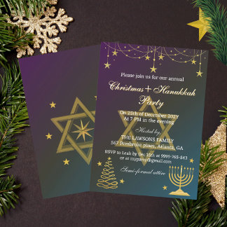 Dazzling Stars Weihnachten-Hanukkah-Party Einladun Einladung