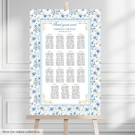 Dazzling Watercolor Dusty Blue Gold Seekarte Poster