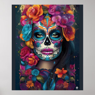 Dazzling Women: Sugar Skull Makeup Art Poster