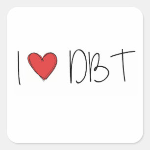 DBT - I LIEBE DBT QUADRATISCHER AUFKLEBER