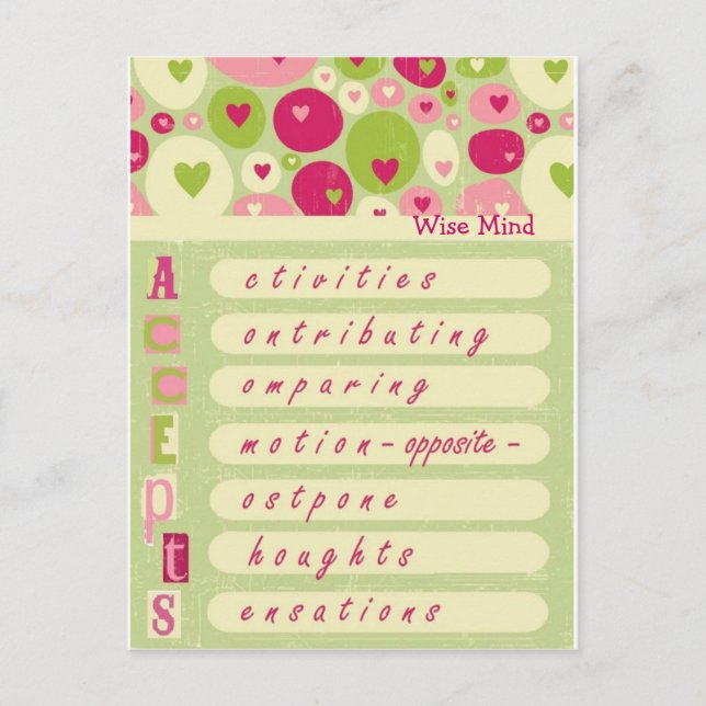 DBT Wise Mind "akzeptiert" Postkarte (Vorderseite)