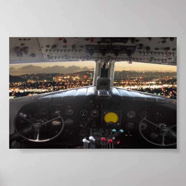 DC3 Cockpit Night View Poster (Vorne)