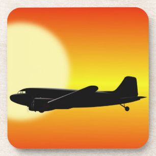 DC-3 passiert die Sonne. Getränkeuntersetzer
