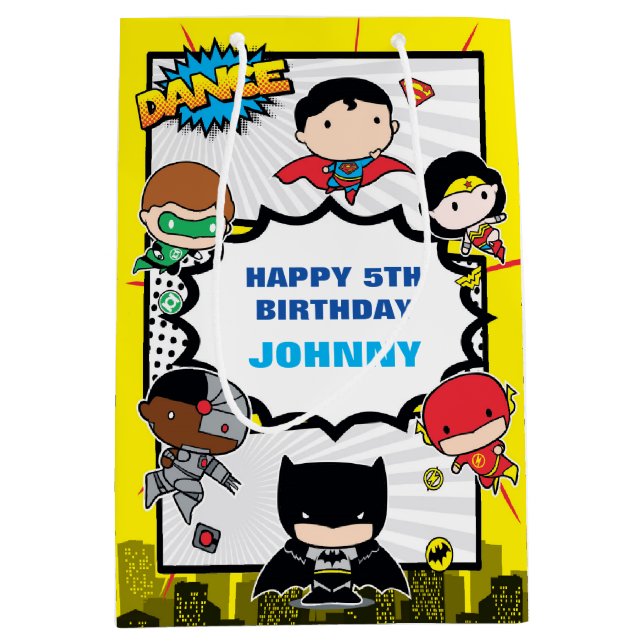 DC-Comic | Justice League - Chibi Birthday Mittlere Geschenktüte (Vorderseite)