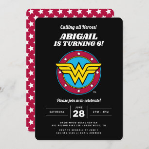 DC-Comic Wonder Woman Circle & Stars Geburtstag Einladung