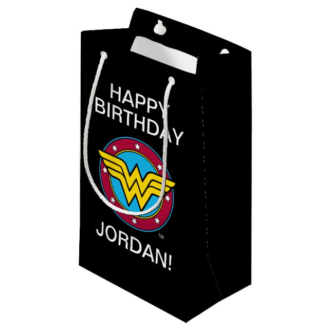 DC-Comic | Wonder Woman Circle & Stars Logo Kleine Geschenktüte (Vorderseite Schrägansicht)