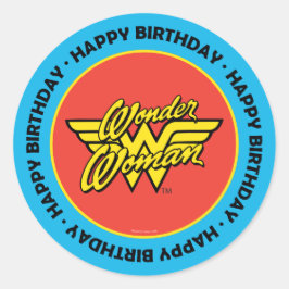 DC-Comic | Wonder Woman Logo | Happy Birthday Runder Aufkleber