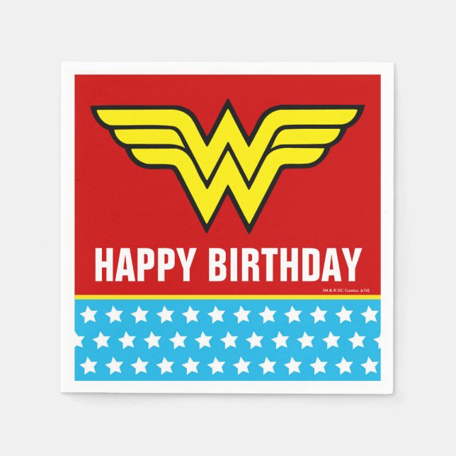 DC-Comic | Wonder Woman Logo | Happy Birthday Serviette (Vorderseite)