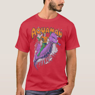 DC Comics Aquaman Ride Free UniseAdults Blue Small T-Shirt